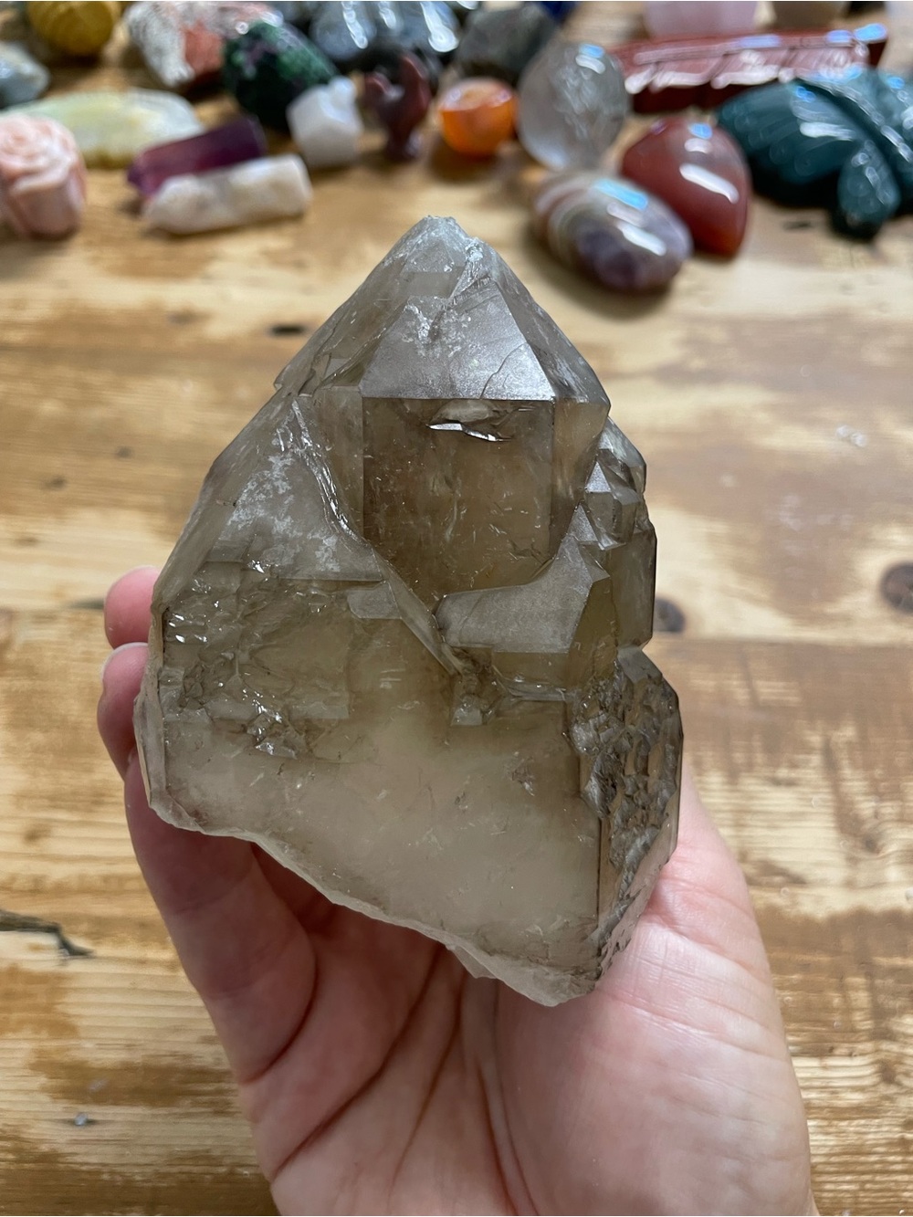 Large elestial smoky quartz point self stands - Picture 5 of 11
